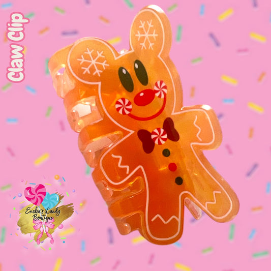 Gingerbread Mouse - 3.5in Acrylic Claw Clip