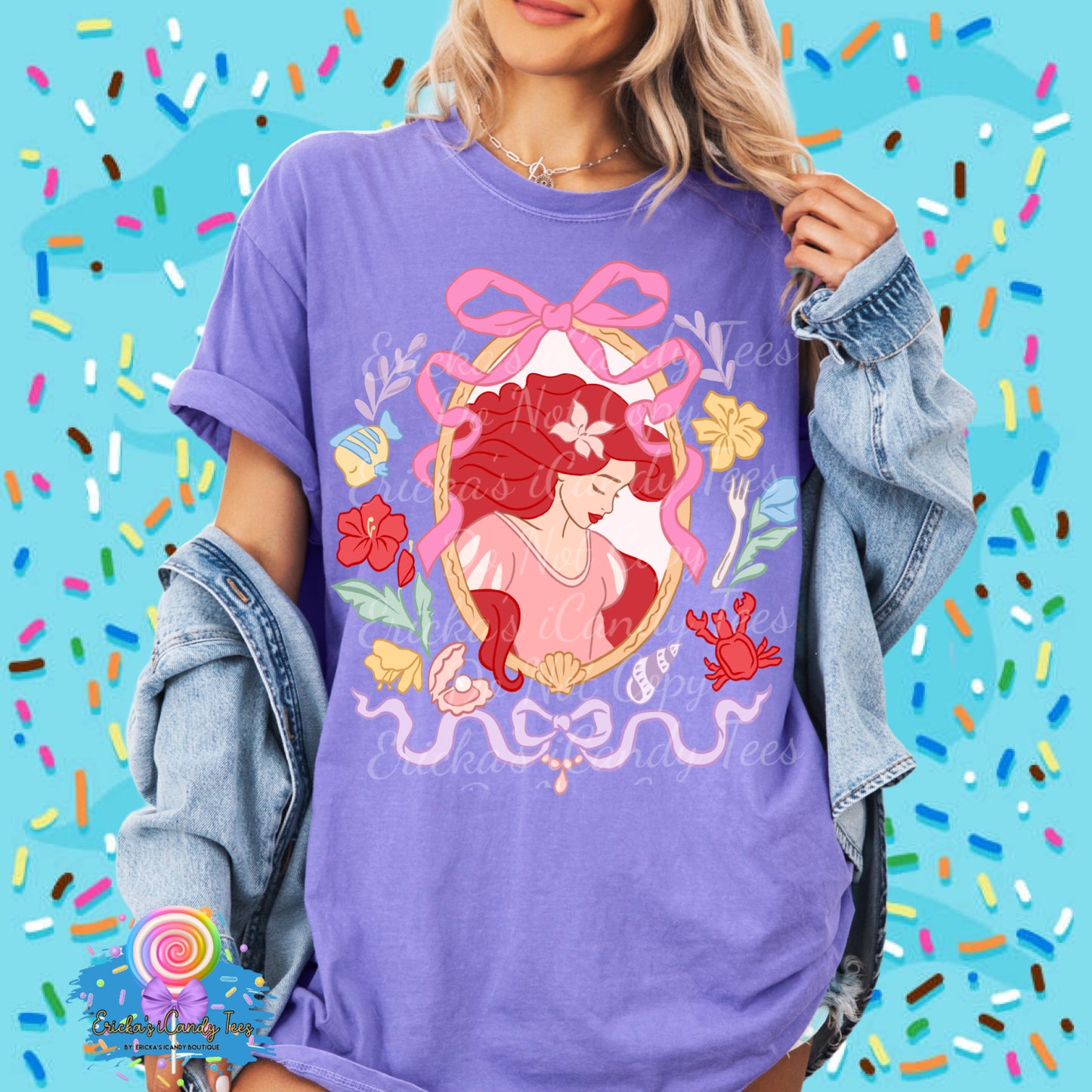 Mermaid Princess Floral Frame - Kids & Adult Apparel