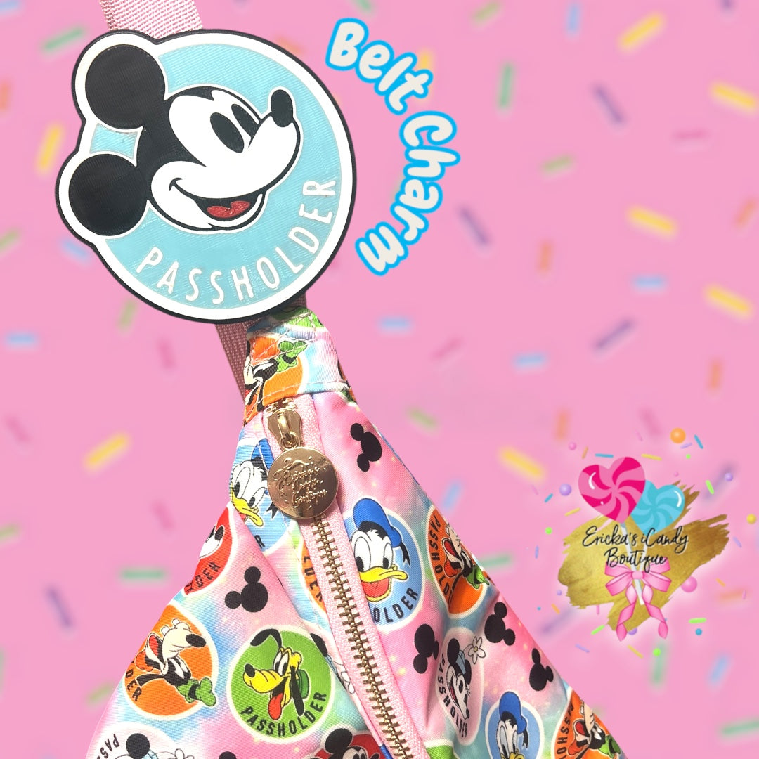 Mouse Passholder - Large Belt Charm (Choose Background Color)