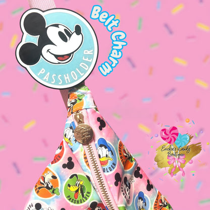 Mouse Passholder - Large Belt Charm (Choose Background Color)