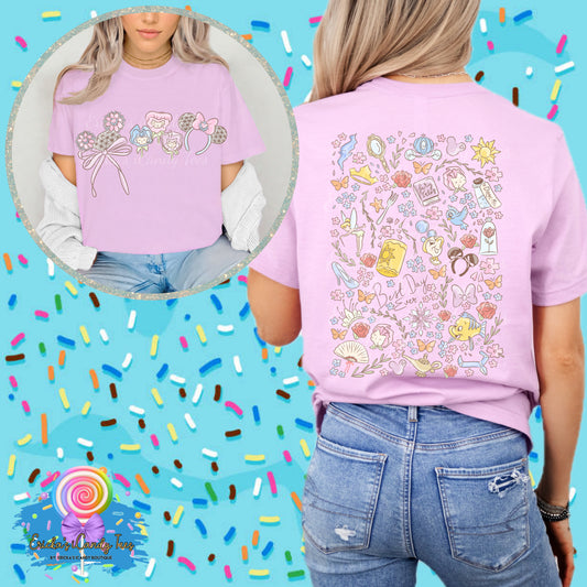 Garden Flower Ball Hat LL HandDrawn - Front & Back Apparel