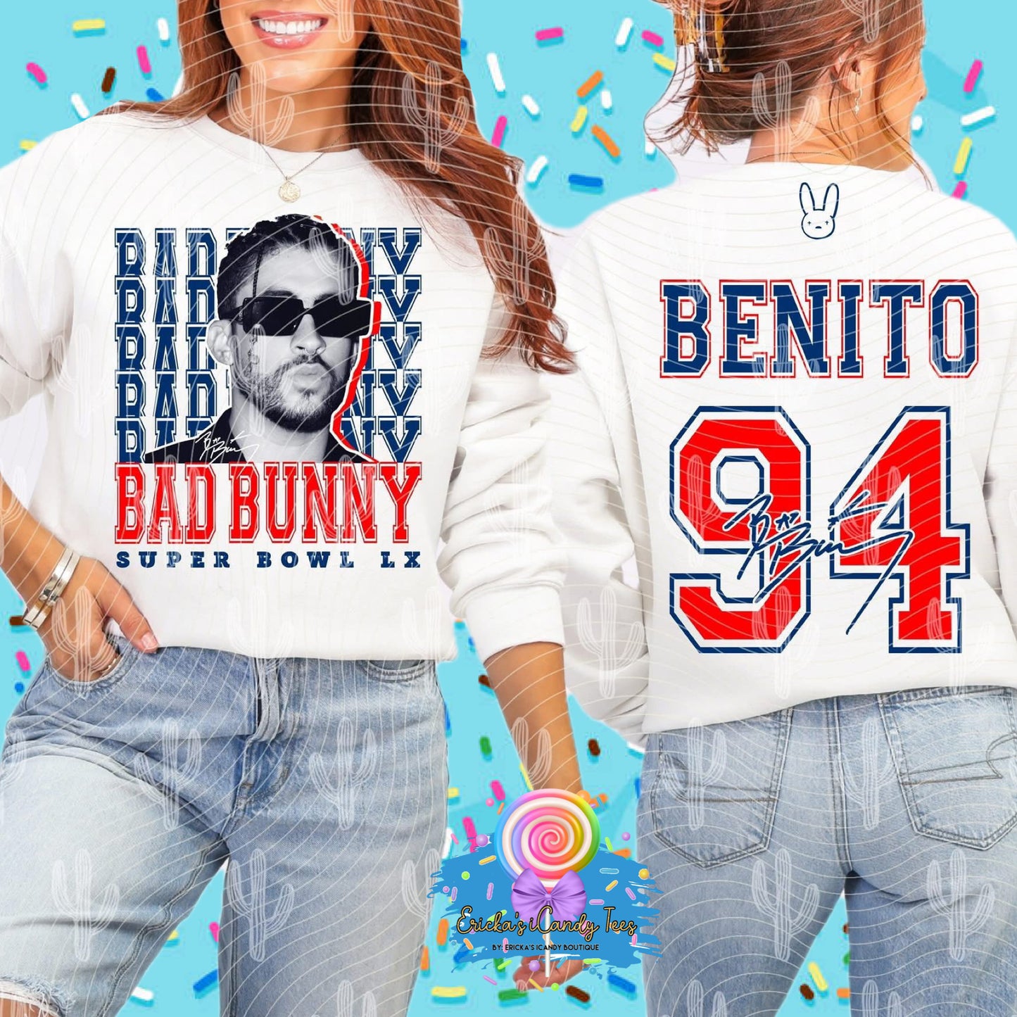 Benito 94 Blue Font - Front & Back Apparel