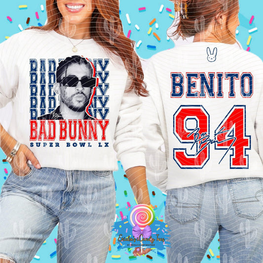 Benito 94 Blue Font - Front & Back Apparel
