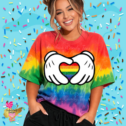 Pride Mouse Hands - Kids & Adult Apparel (pride tye dye use animal print option)