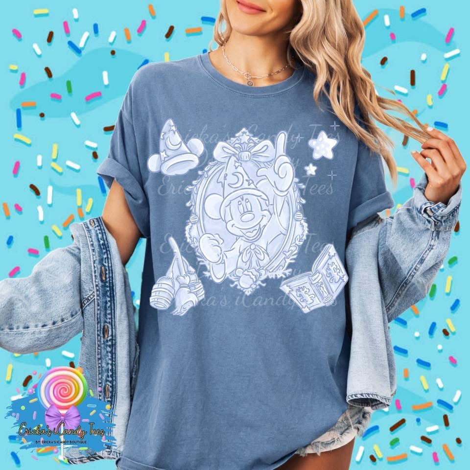 Sorcerer Mouse Solid Color Blue, Pink, Beige LL HandDrawn- Apparel