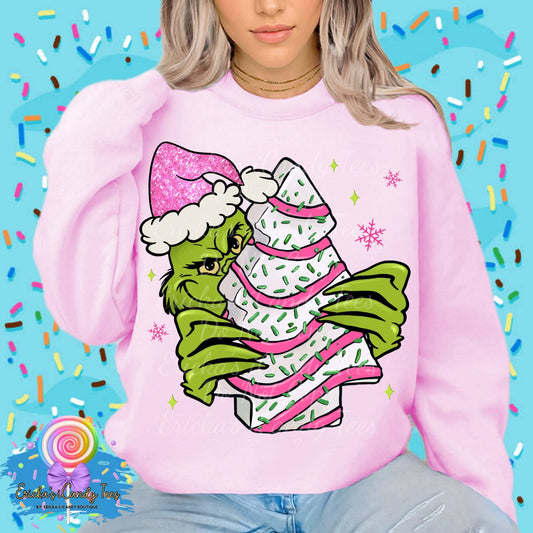 Green Guy Pink Christmas Cake - Kids & Adult Apparel