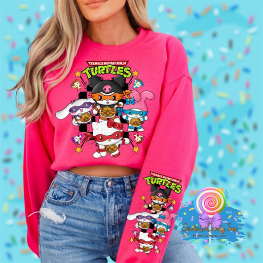Hello Kitty Ninja Turtle Mashup White - Tees & Sweatshirts