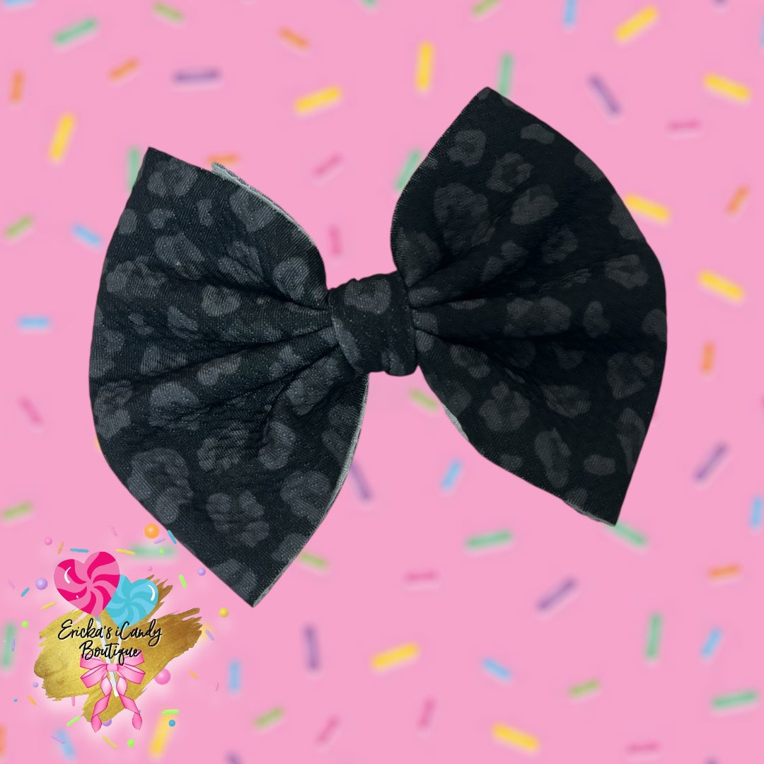 Black Leopard -5in Bullet Fabric Bow
