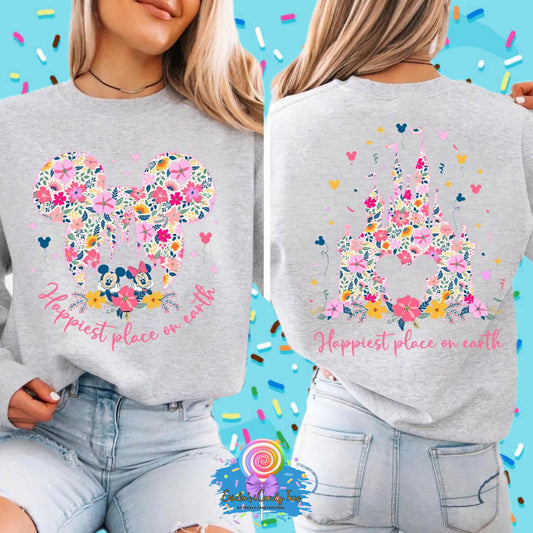 Happiest Place On Earth Florals - Front & Back Apparel
