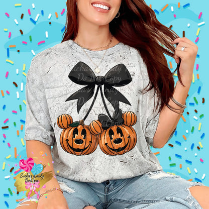 Pumpkin Mouse Cherries- Kids & Adult Apparel