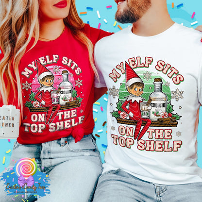 Elf Sits Top Shelf Coquito (Girl Or Boy) - Kids & Adult Apparel