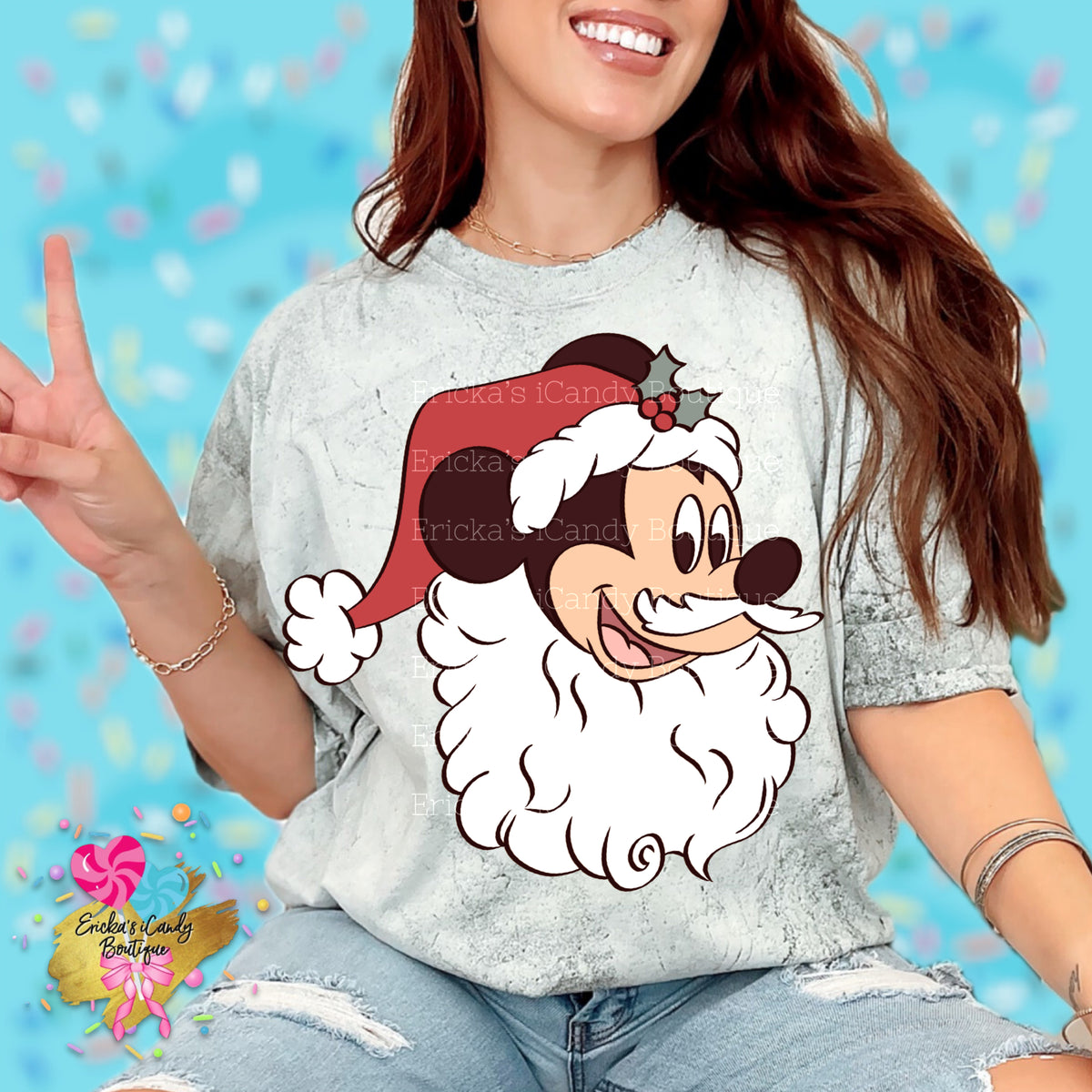 Bearded Santa Mouse (Pink Or Red) - Kids & Adult Apparel