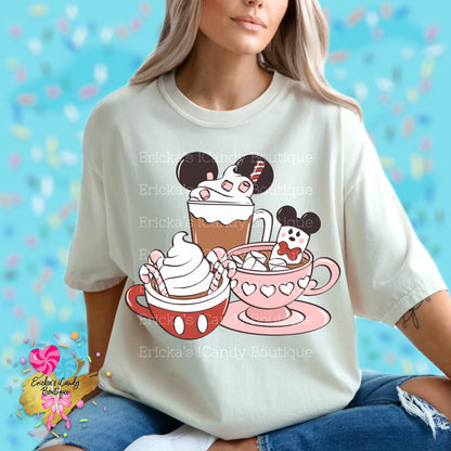 Mouse Hot Chocolate (With Or Without Words) - Kids & Adult Apparel