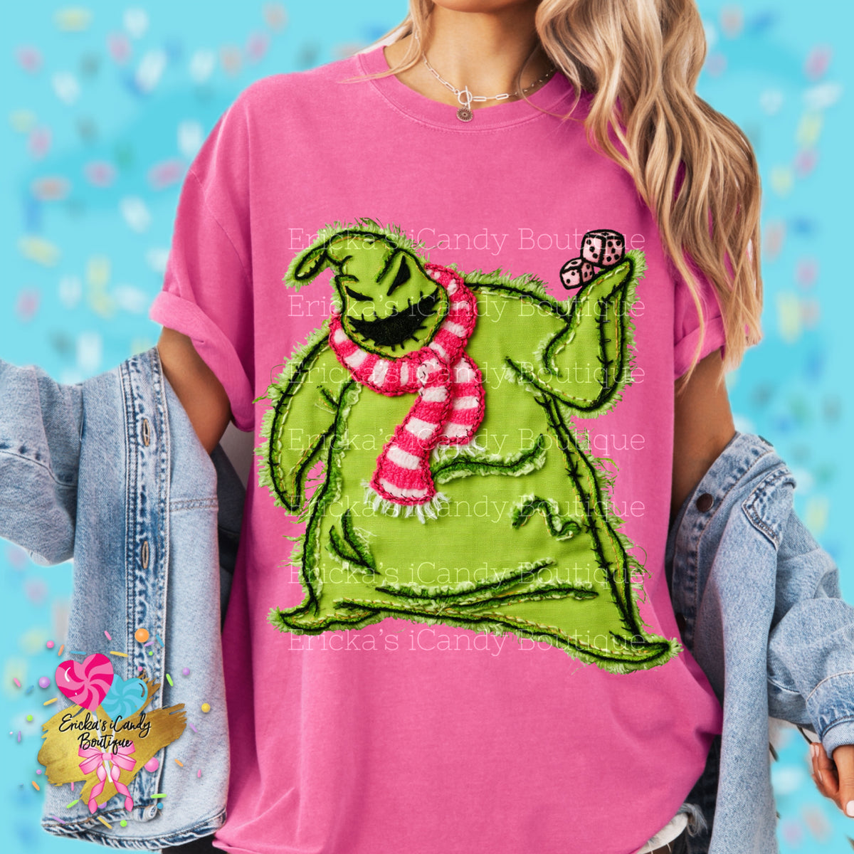 Pink Scarf Oogie Faux Embroidered - Kids & Adult Apparel