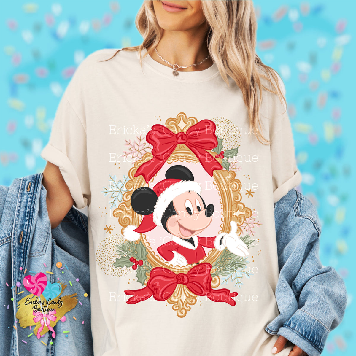 Santa Mouse Frame (Girl or Boy)- Kids & Adult Apparel