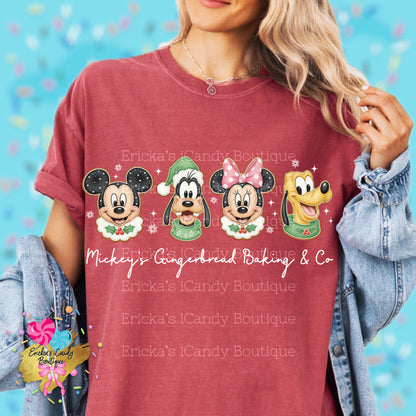 Mickeys Gingerbread Bakery & Co (White Or Brown Lettering) - Kids & Adult Apparel