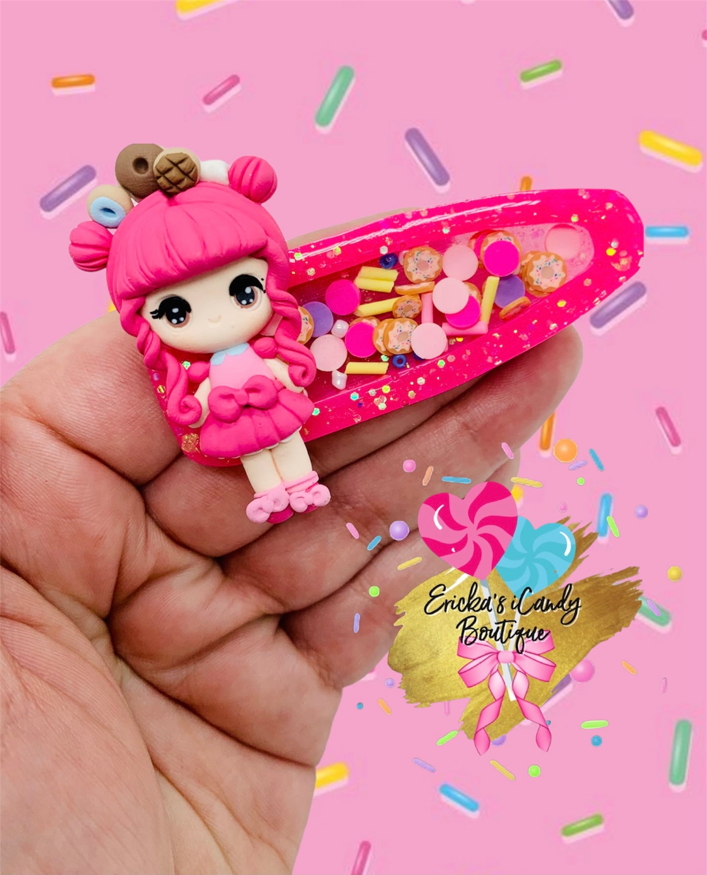 Pinky Donut 🍩 Resin Shaker Clippie